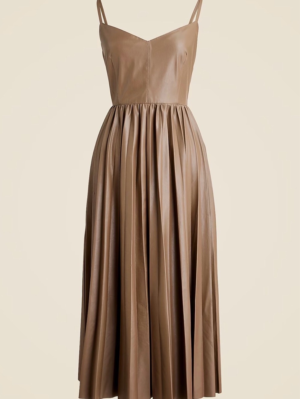 NWT J. Crew Collection Pleated Dress in Dark Hazel Faux Leather - Picture 1 of 5